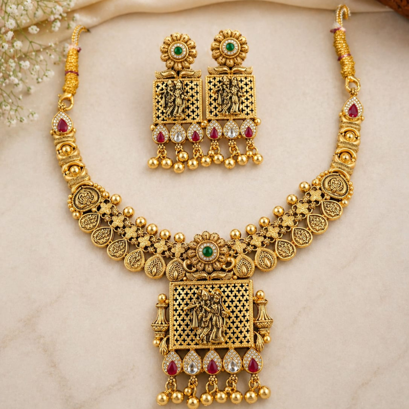Radha Krishna Divine Necklace Set