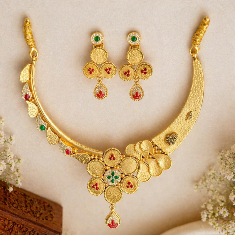 Rajwadi Heritage Coin Necklace Set